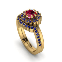Double Halo Ruby Cushion Bridal Set - Sharon No. 70 image 1