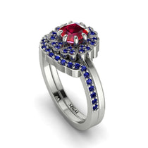 Double Halo Ruby Cushion Bridal Set - Sharon No. 72 image 1
