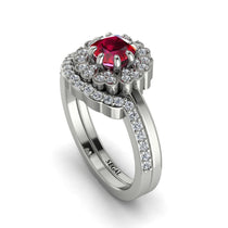 Double Halo Ruby Cushion Bridal Set - Sharon No. 12 image 1