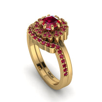 Double Halo Ruby Cushion Bridal Set - Sharon No. 55 image 1