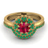 Double Halo Ruby Cushion Bridal Set - Sharon No. 25