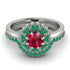 Double Halo Ruby Cushion Bridal Set - Sharon No. 27