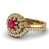 Double Halo Ruby Cushion Bridal Set - Sharon No. 10