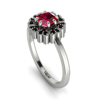 Double Halo Ruby Cushion Engagement Ring - Sharon No. 42 image 1
