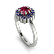Double Halo Ruby Cushion Engagement Ring - Sharon No. 72 image 1
