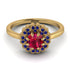 Double Halo Ruby Cushion Engagement Ring - Sharon No. 70