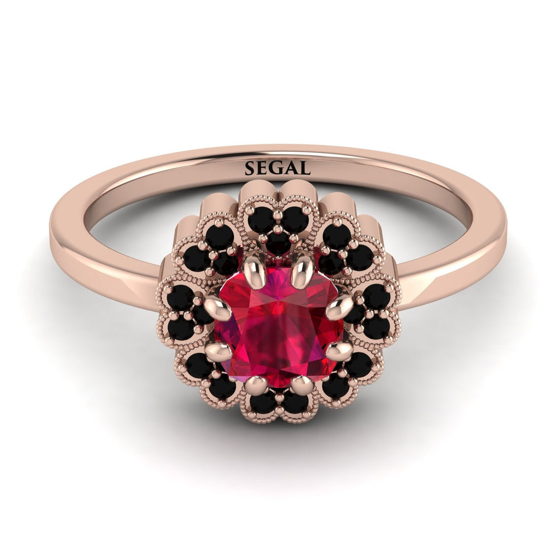 Double Halo Ruby Cushion Engagement Ring - Sharon No. 41
