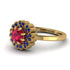 Double Halo Ruby Cushion Engagement Ring - Sharon No. 70