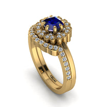 Double Halo Sapphire Cushion Bridal Set - Sharon No. 13 image 1
