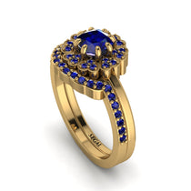 Double Halo Sapphire Cushion Bridal Set - Sharon No. 73 image 1