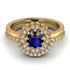 Double Halo Sapphire Cushion Bridal Set - Sharon No. 13