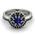 Double Halo Sapphire Cushion Bridal Set - Sharon No. 45