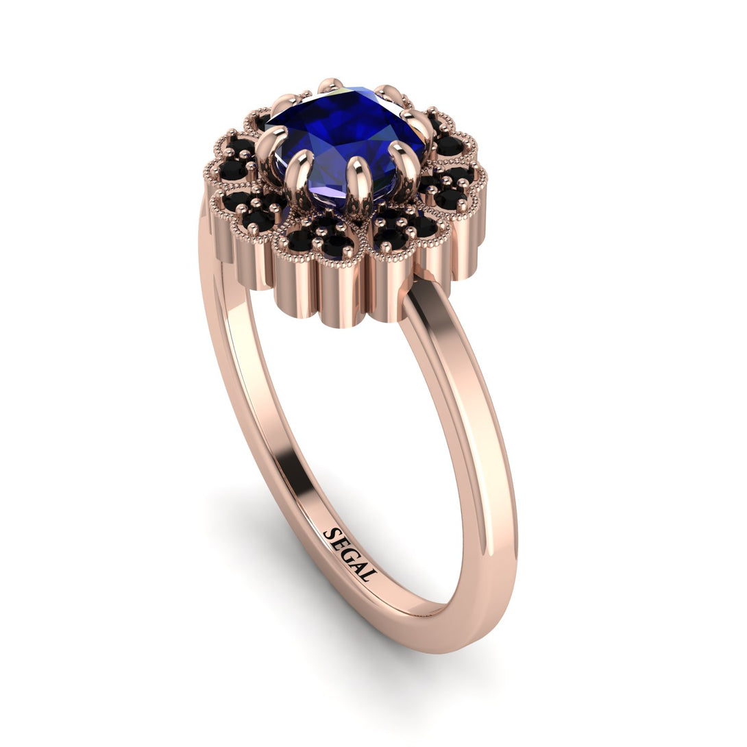 Double Halo Sapphire Cushion Engagement Ring - Sharon No. 44