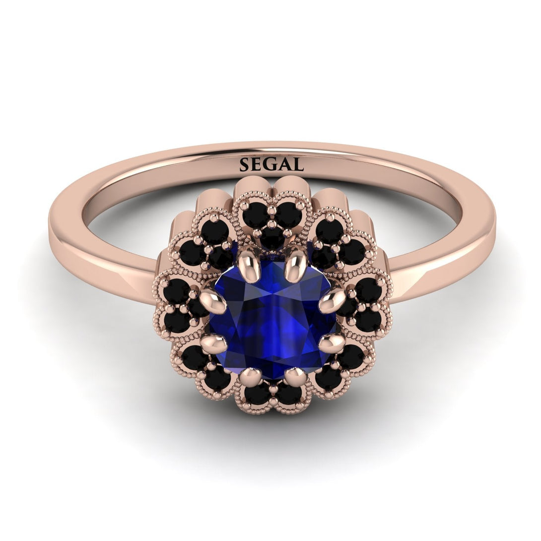 Double Halo Sapphire Cushion Engagement Ring - Sharon No. 44