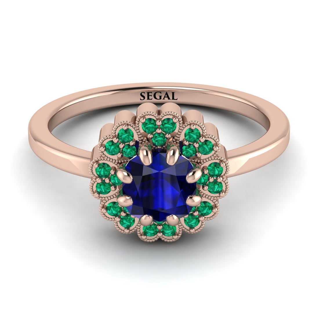 Double Halo Sapphire Cushion Engagement Ring - Sharon No. 29