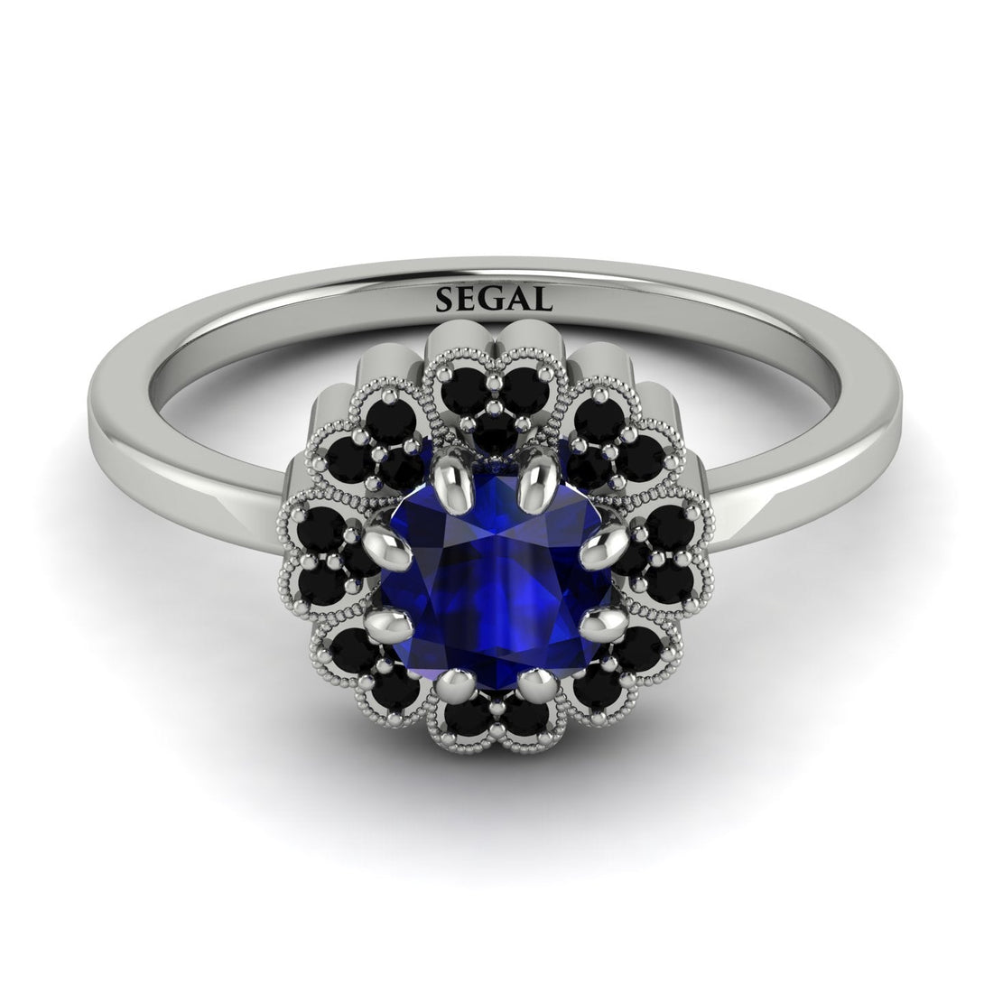 Double Halo Sapphire Cushion Engagement Ring - Sharon No. 45