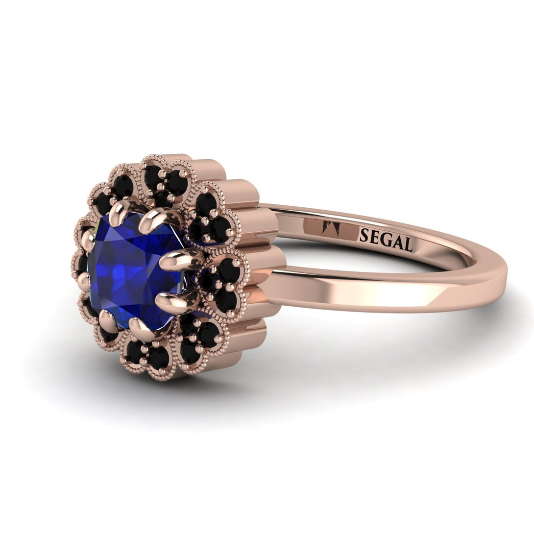 Double Halo Sapphire Cushion Engagement Ring - Sharon No. 44
