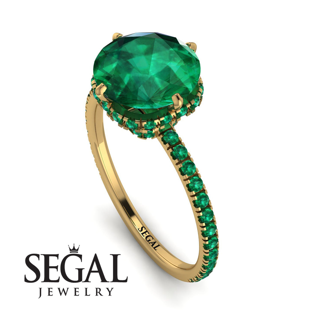 Double Hidden Halo Emerald Engagement Ring - Angelina No. 19
