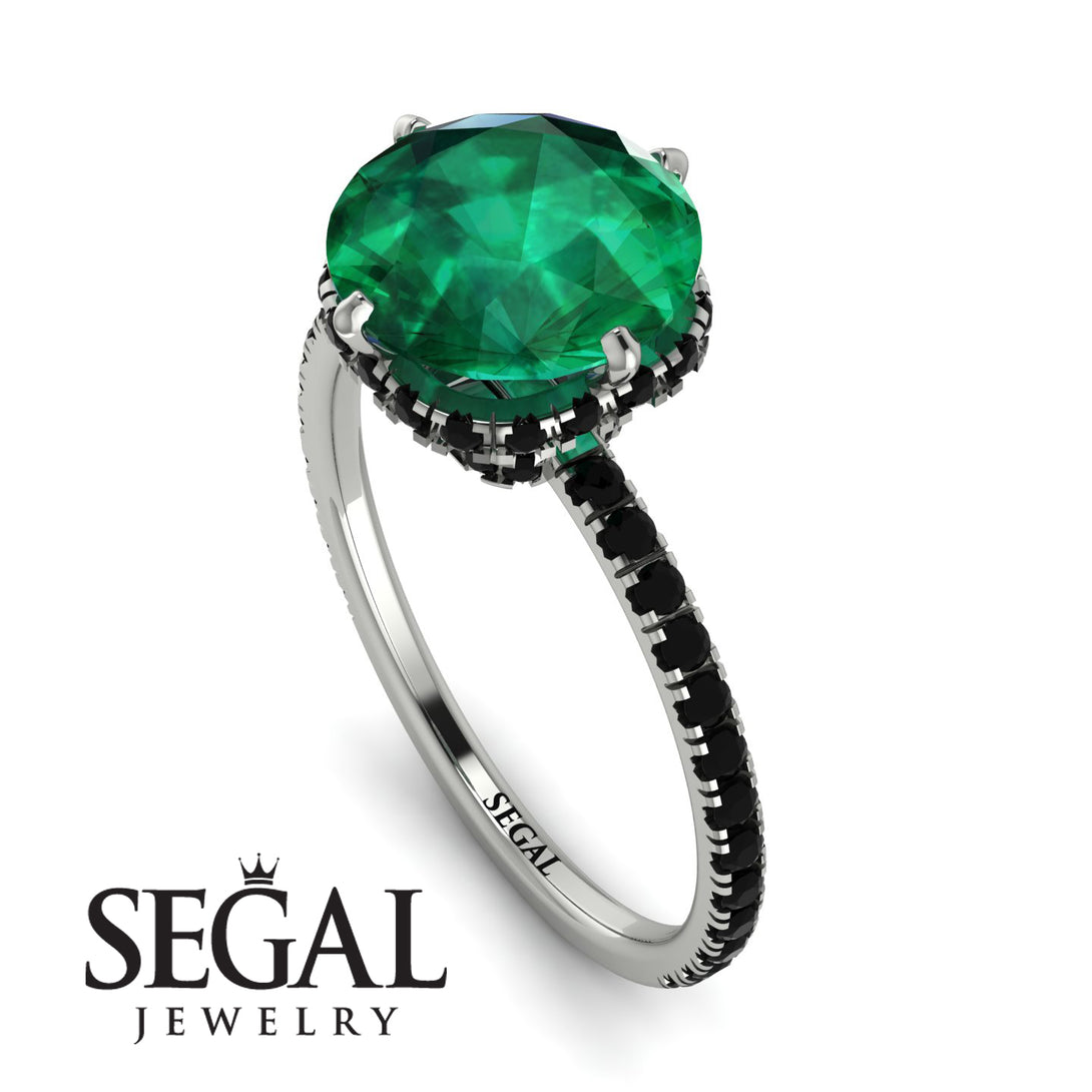 Double Hidden Halo Emerald Engagement Ring - Angelina No. 36