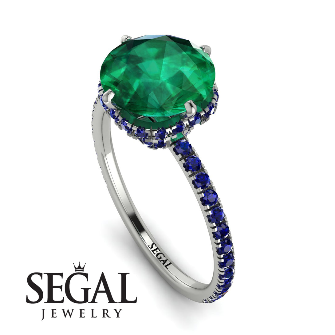 Double Hidden Halo Emerald Engagement Ring - Angelina No. 66