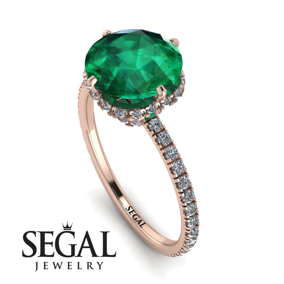 Double Hidden Halo Emerald Engagement Ring - Angelina No. 5