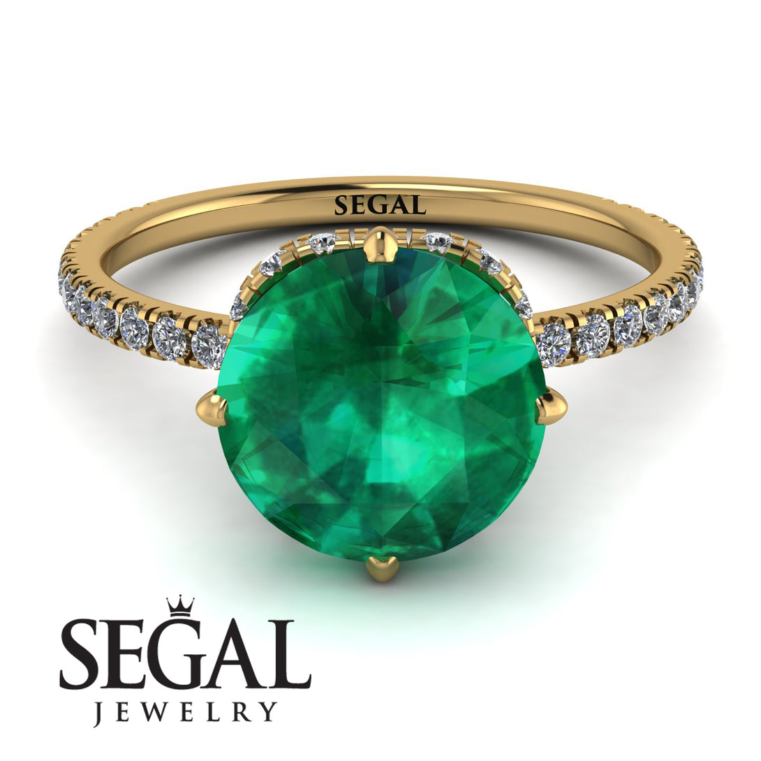 Double Hidden Halo Emerald Engagement Ring - Angelina No. 4