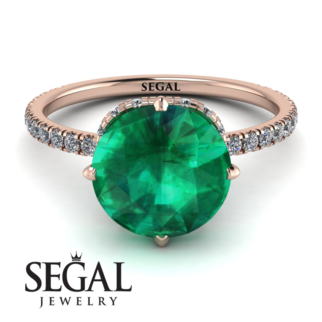 Double Hidden Halo Emerald Engagement Ring - Angelina No. 5