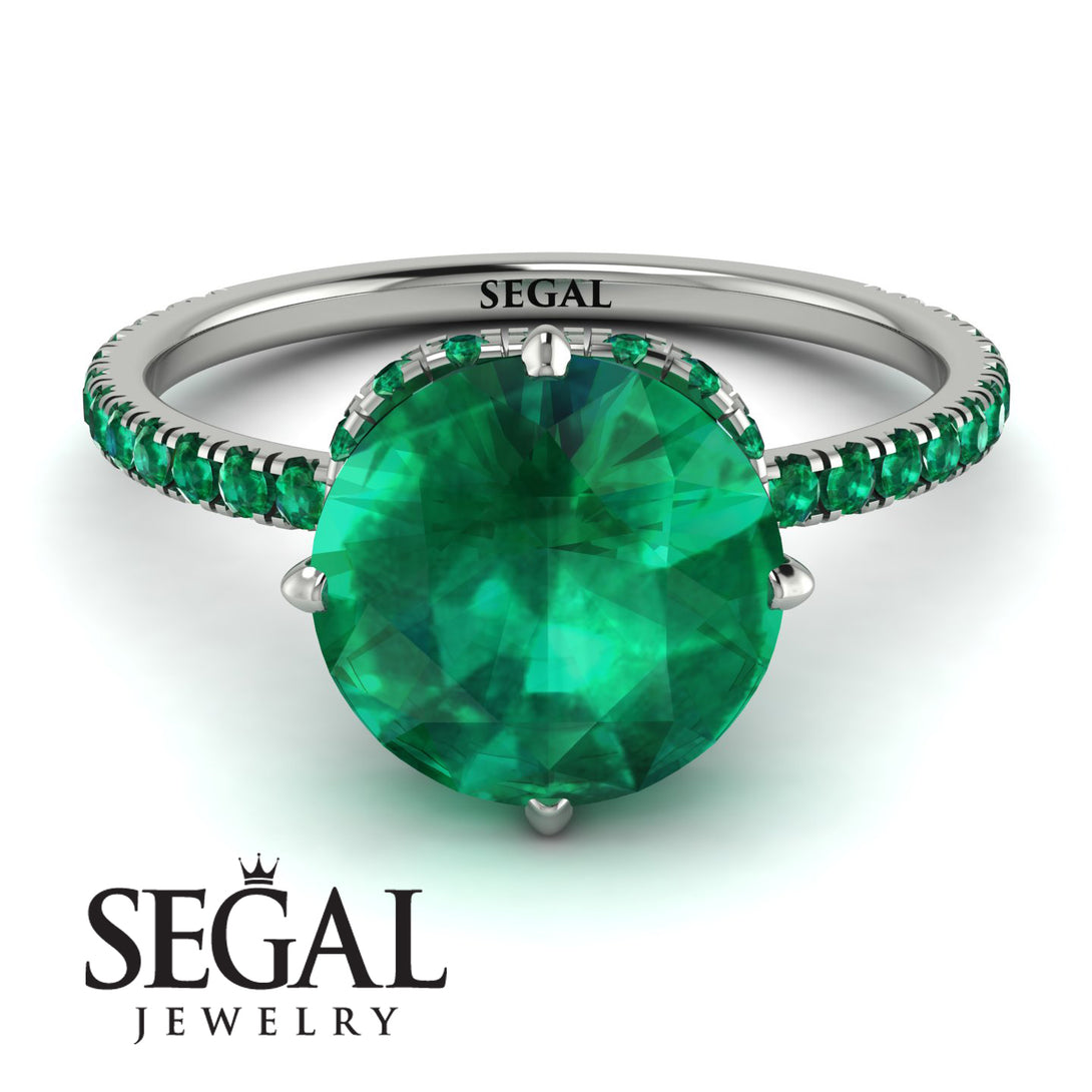 Double Hidden Halo Emerald Engagement Ring - Angelina No. 21