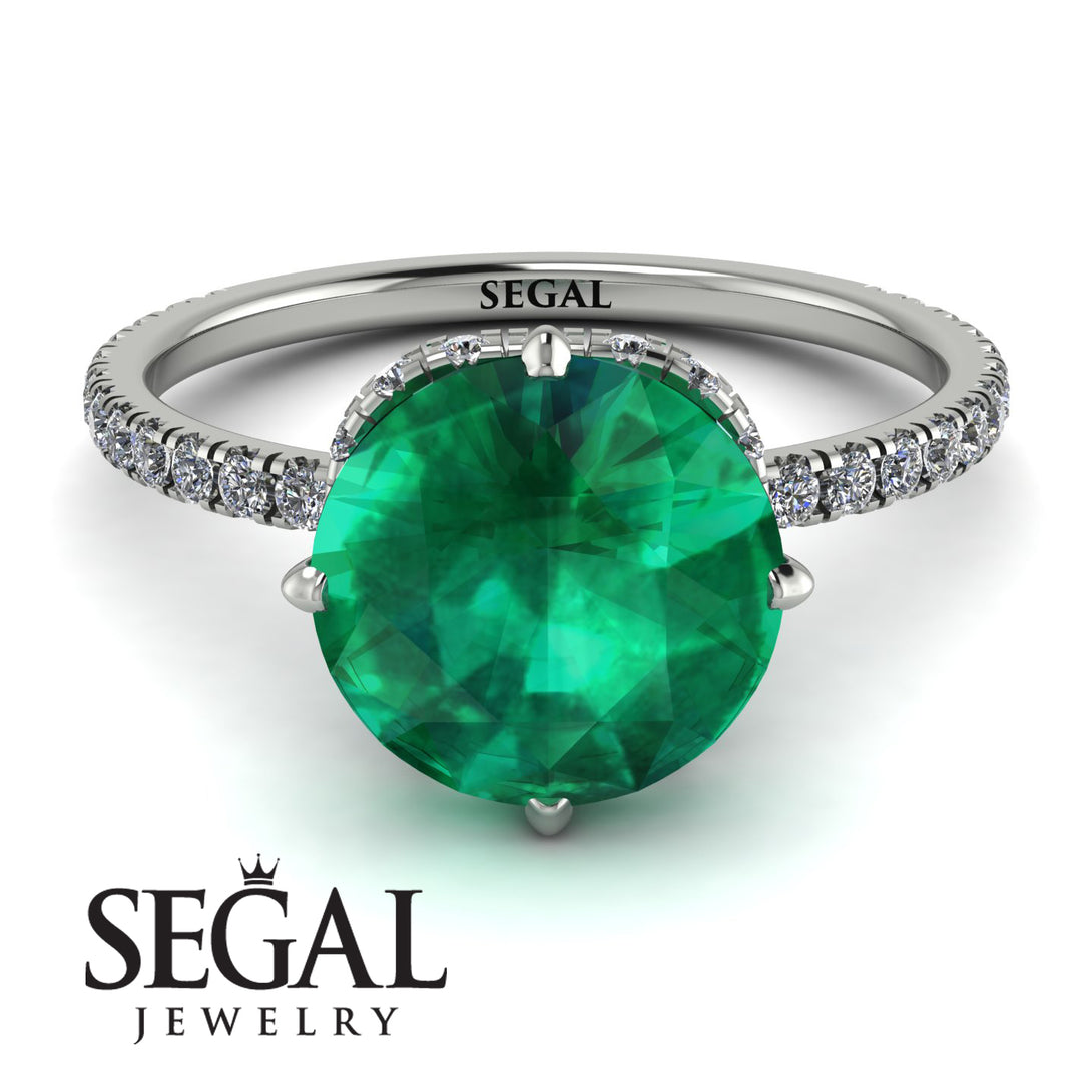 Double Hidden Halo Emerald Engagement Ring - Angelina No. 6