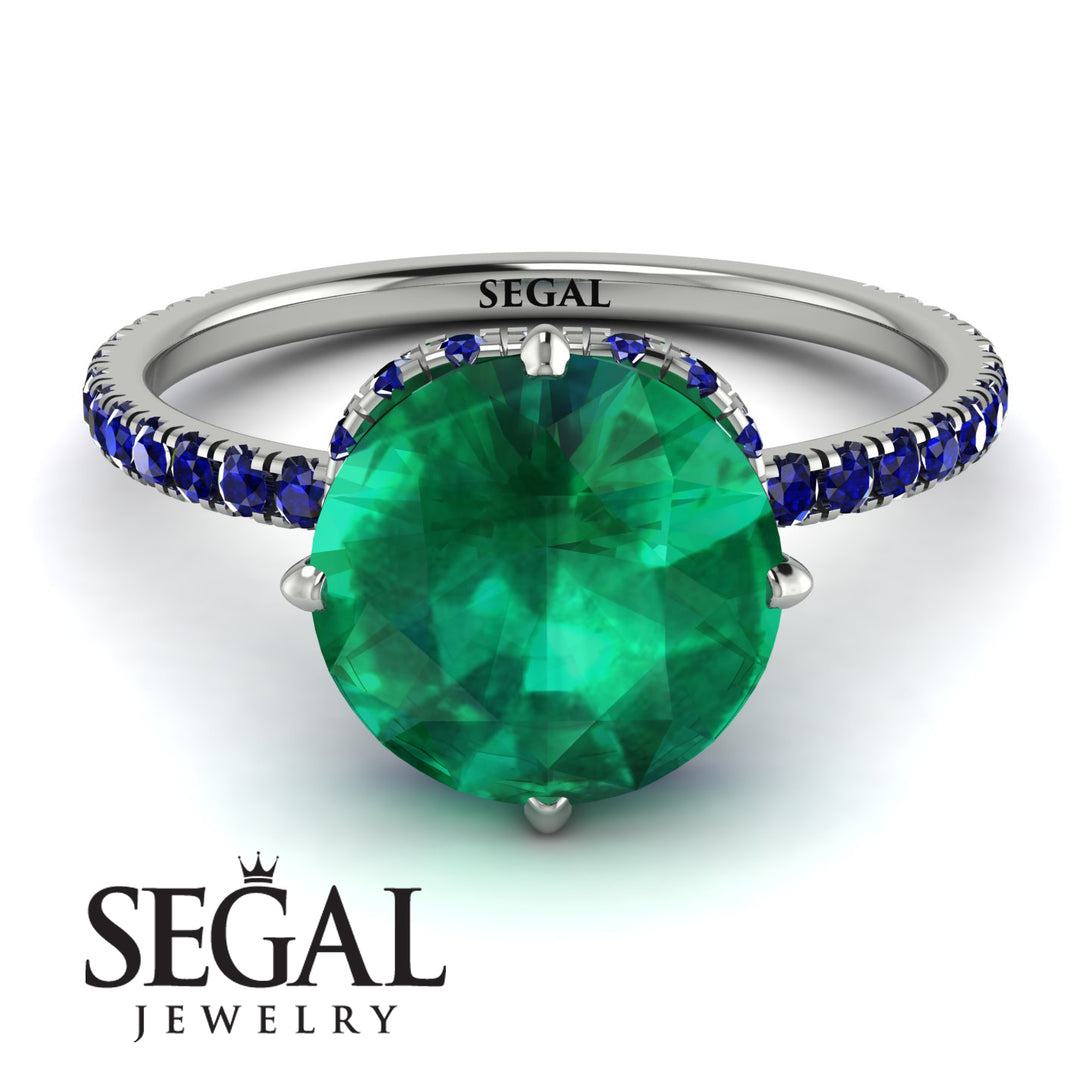 Double Hidden Halo Emerald Engagement Ring - Angelina No. 66