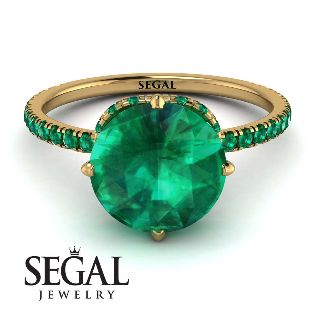 Double Hidden Halo Emerald Engagement Ring - Angelina No. 19
