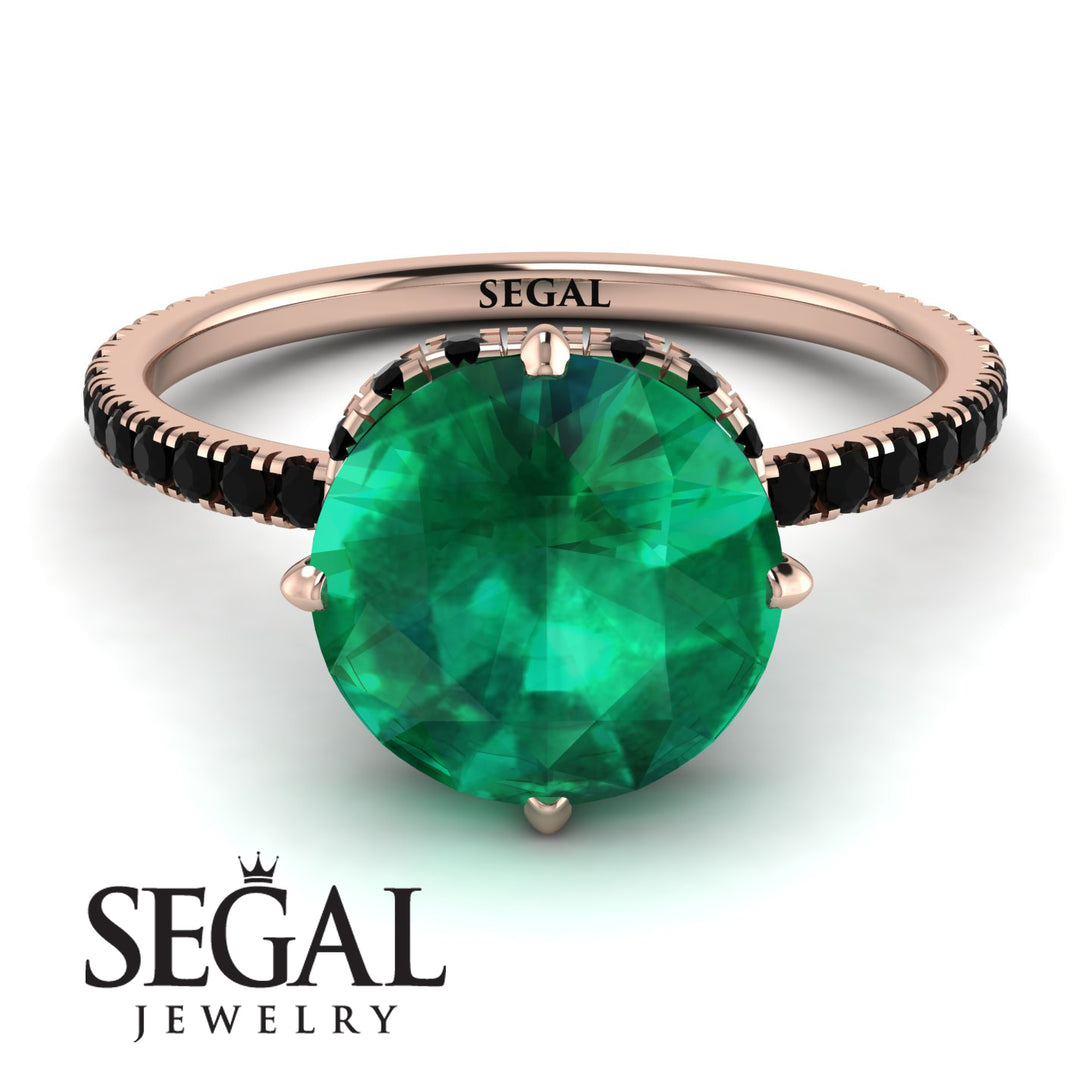 Double Hidden Halo Emerald Engagement Ring - Angelina No. 35