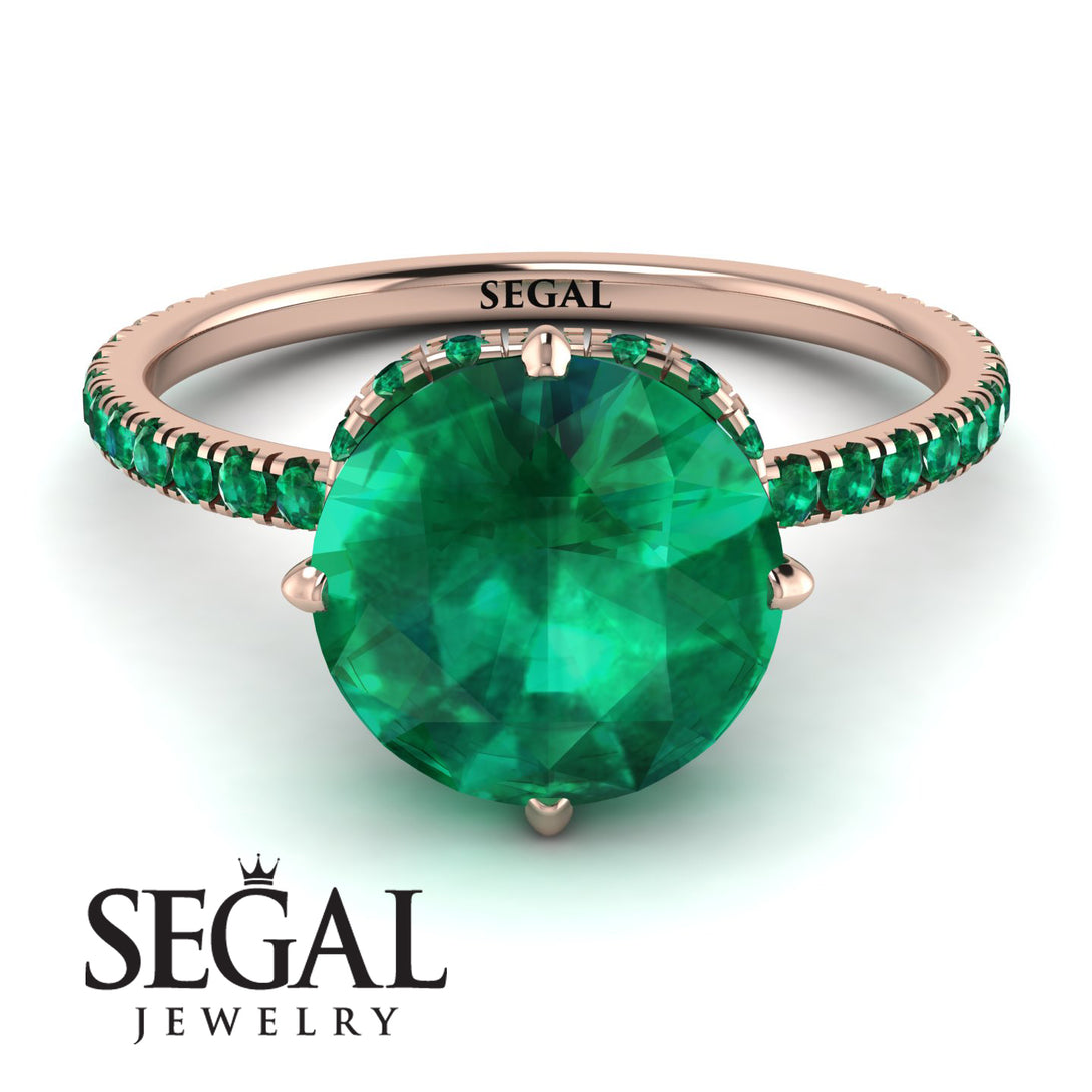 Double Hidden Halo Emerald Engagement Ring - Angelina No. 20