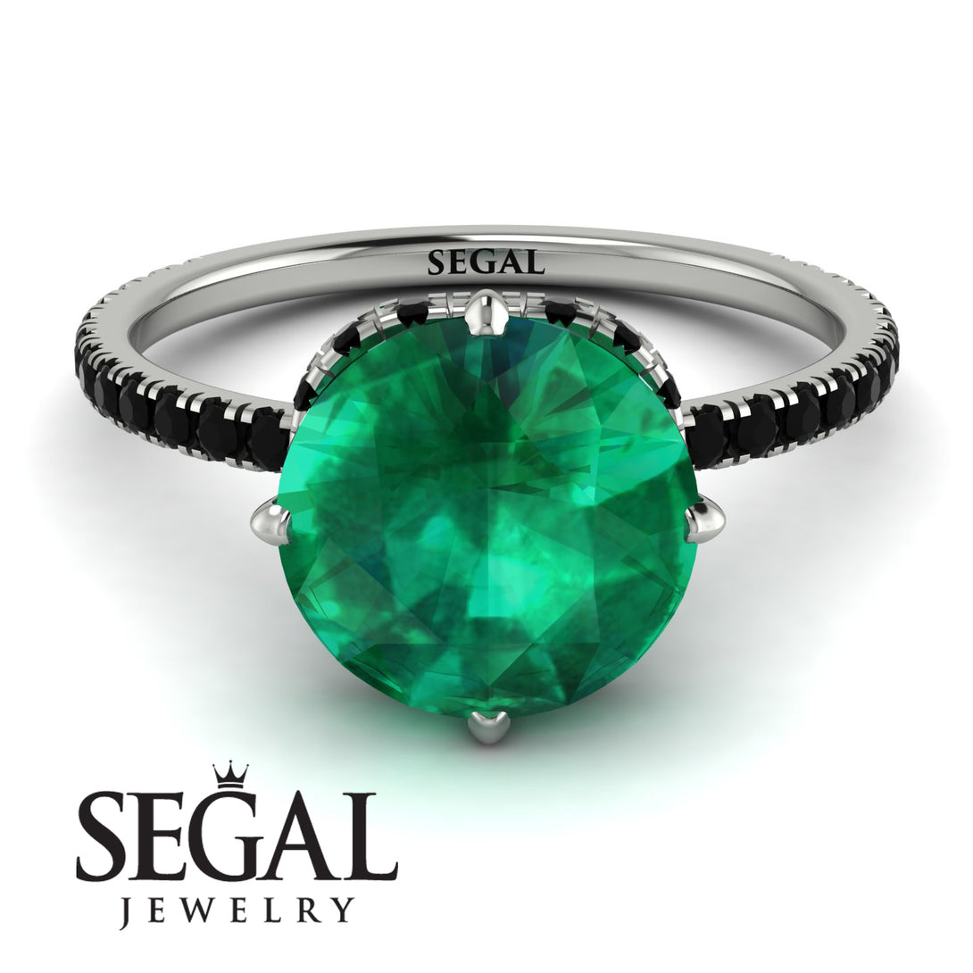 Double Hidden Halo Emerald Engagement Ring - Angelina No. 36