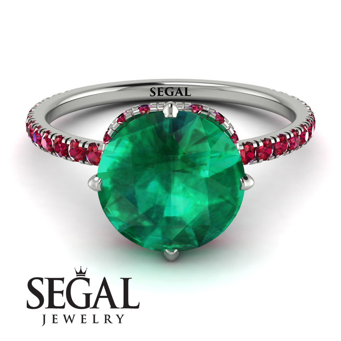 Double Hidden Halo Emerald Engagement Ring - Angelina No. 51