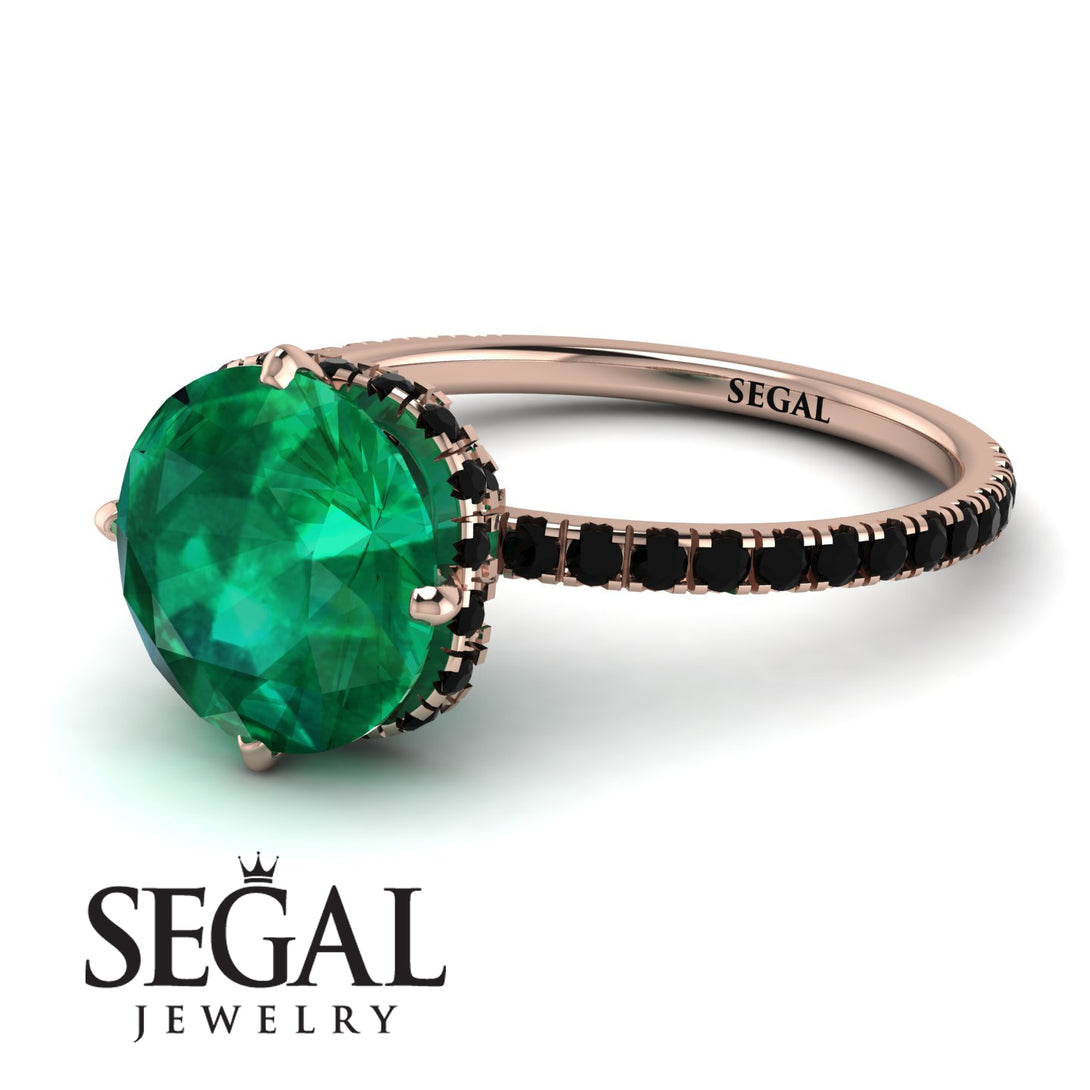 Double Hidden Halo Emerald Engagement Ring - Angelina No. 35