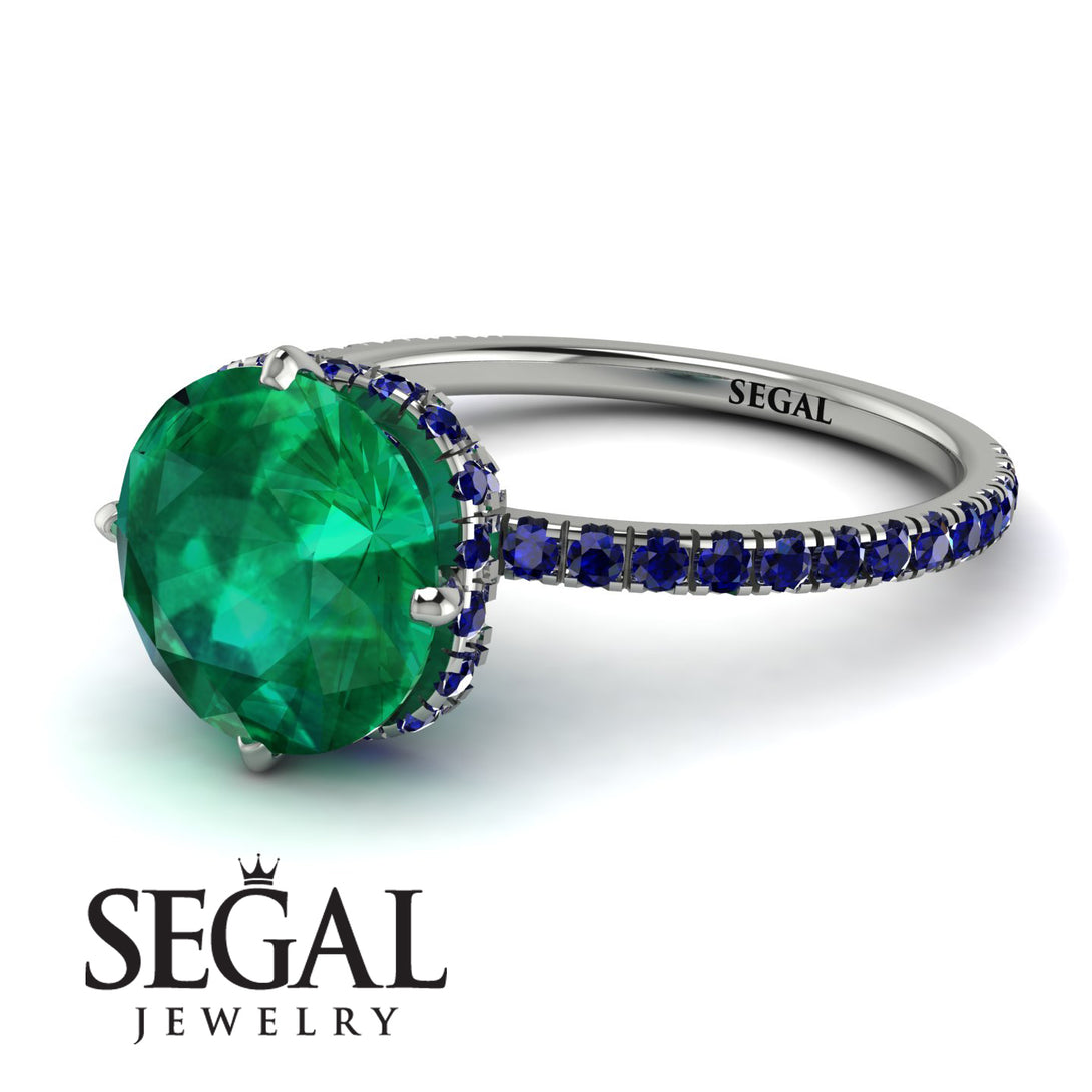 Double Hidden Halo Emerald Engagement Ring - Angelina No. 66