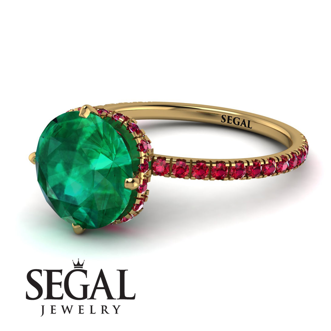 Double Hidden Halo Emerald Engagement Ring - Angelina No. 49