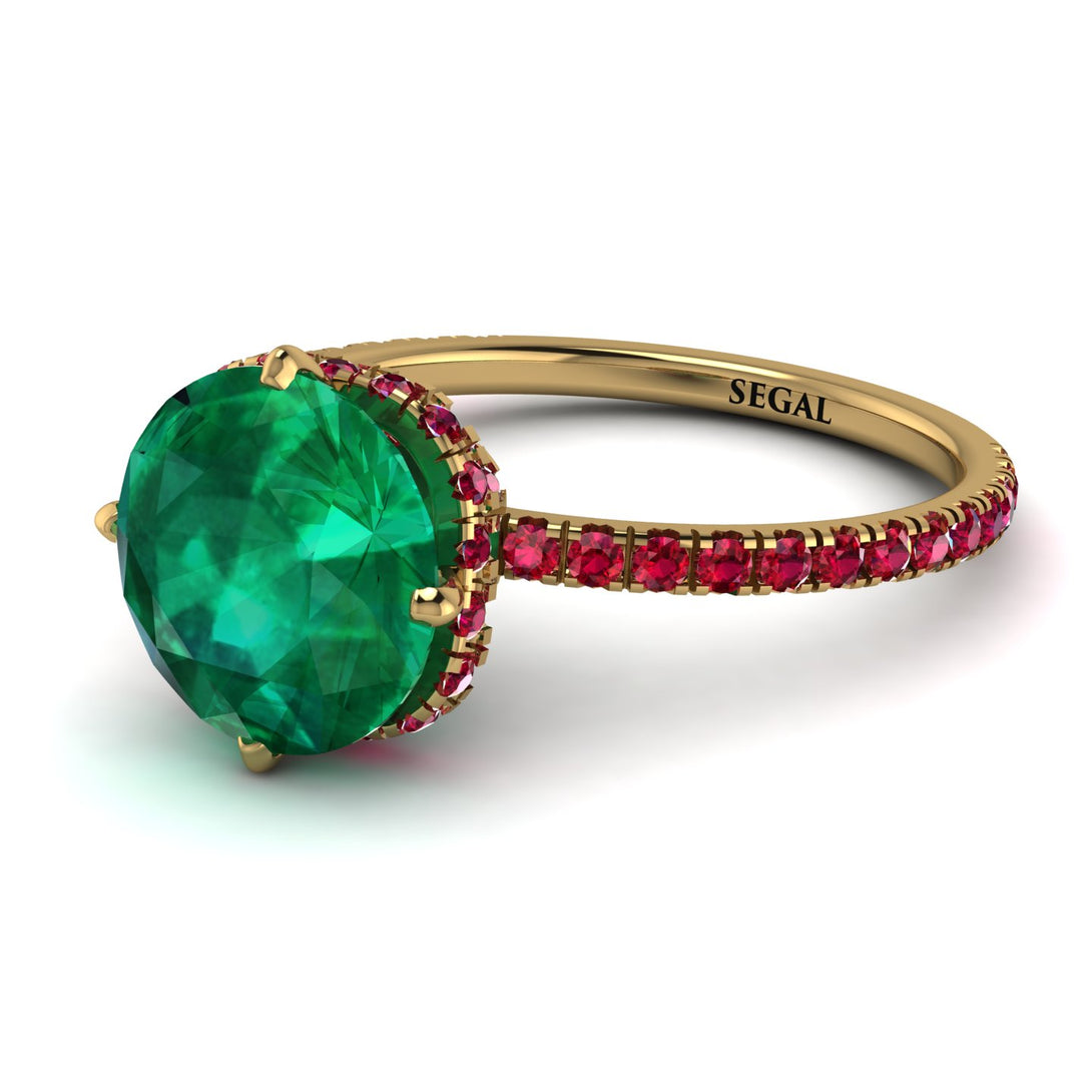 Double Hidden Halo Emerald Engagement Ring - Angelina No. 49