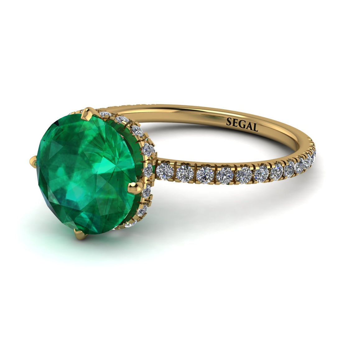 Double Hidden Halo Emerald Engagement Ring - Angelina No. 4