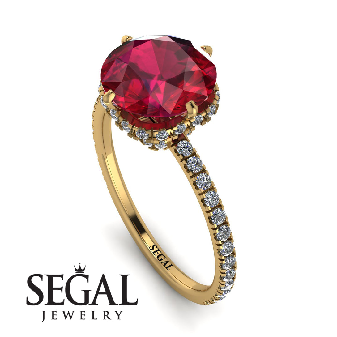 Double Hidden Halo Ruby Engagement Ring - Angelina No. 10