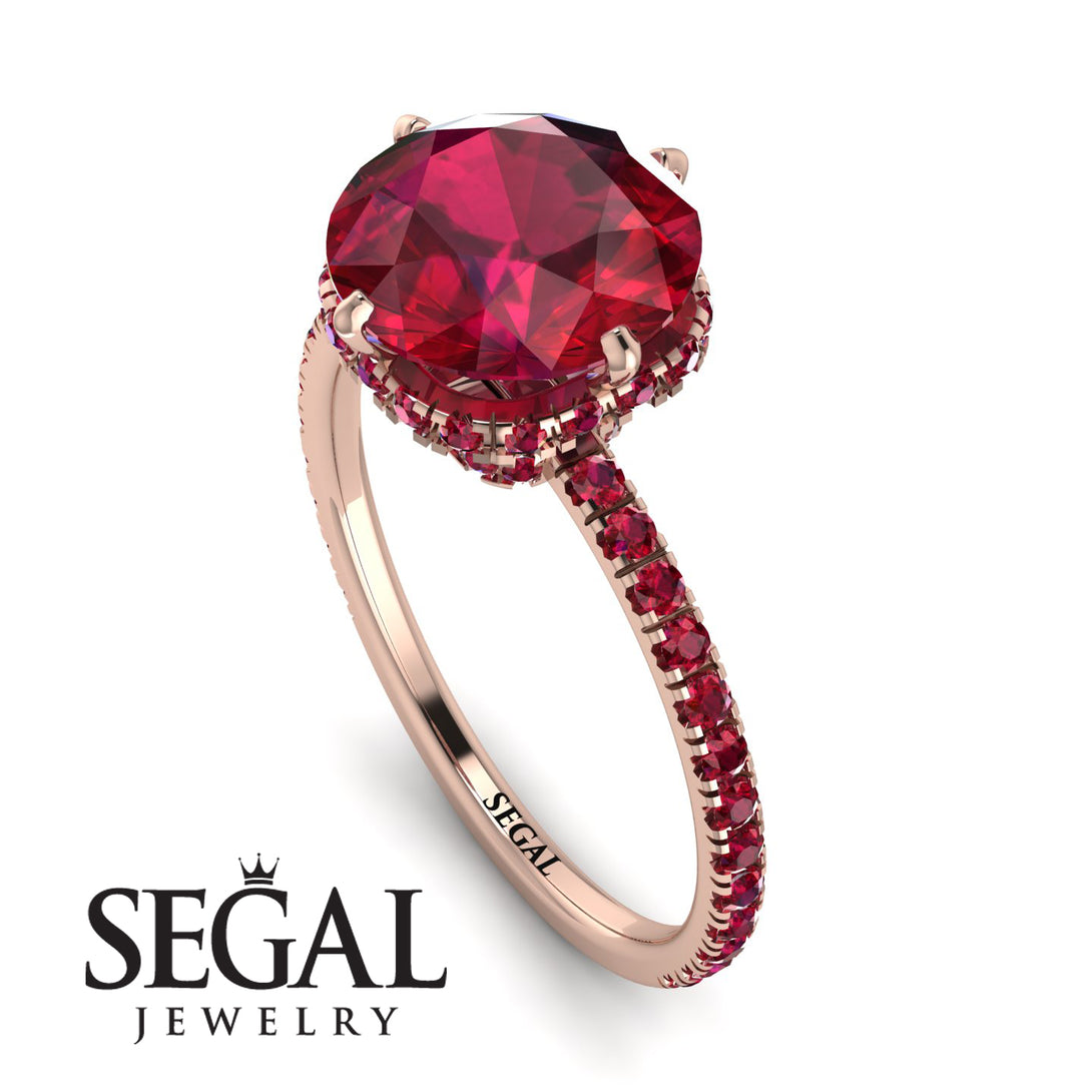 Double Hidden Halo Ruby Engagement Ring - Angelina No. 56