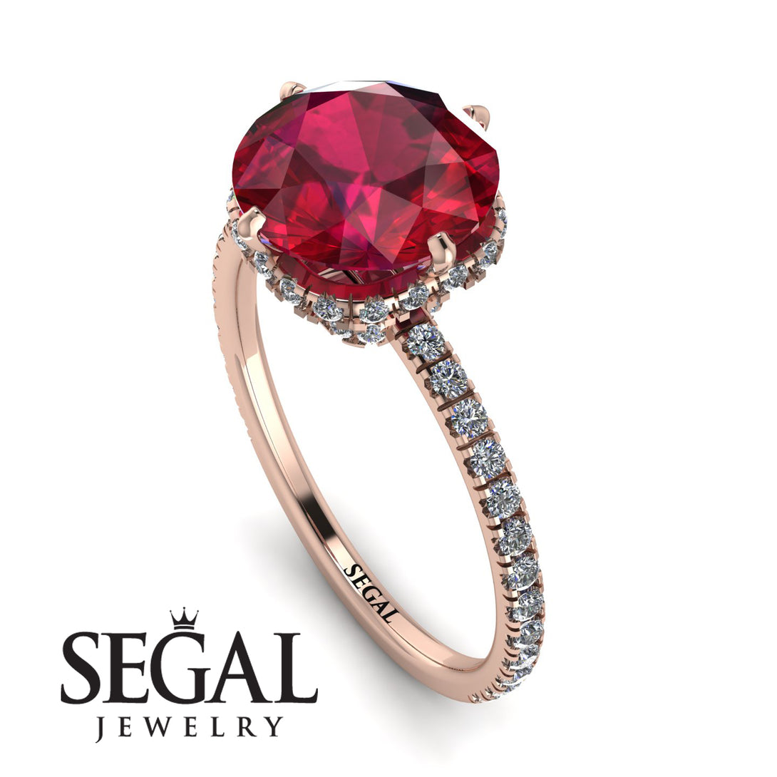 Double Hidden Halo Ruby Engagement Ring - Angelina No. 11