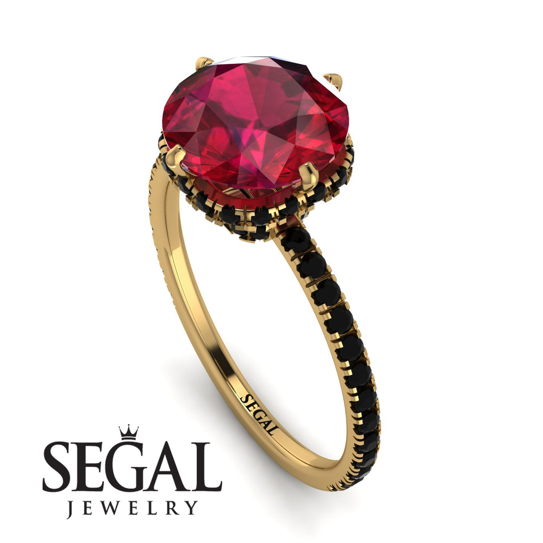 Double Hidden Halo Ruby Engagement Ring - Angelina No. 40