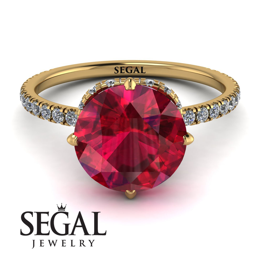 Double Hidden Halo Ruby Engagement Ring - Angelina No. 10