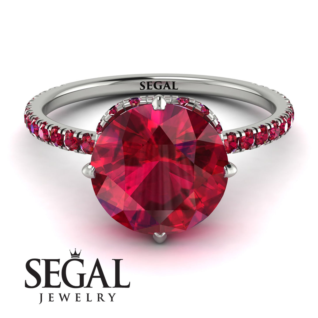 Double Hidden Halo Ruby Engagement Ring - Angelina No. 57