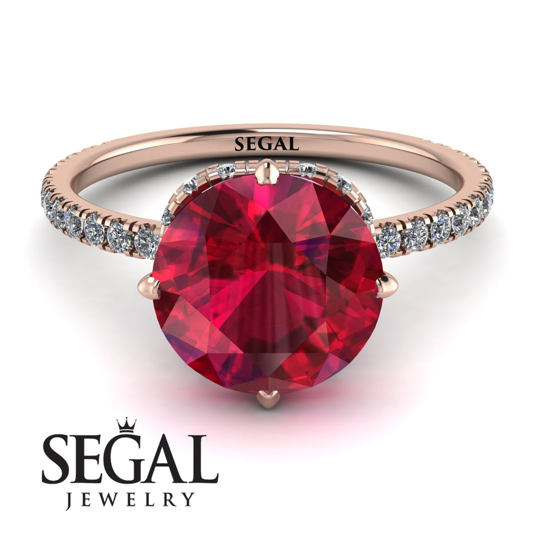 Double Hidden Halo Ruby Engagement Ring - Angelina No. 11
