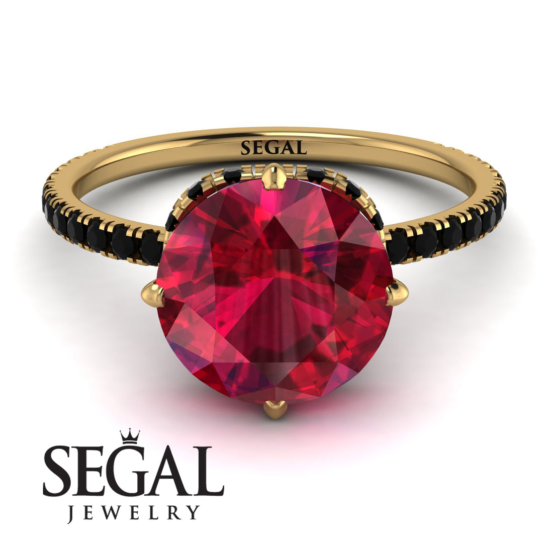 Double Hidden Halo Ruby Engagement Ring - Angelina No. 40