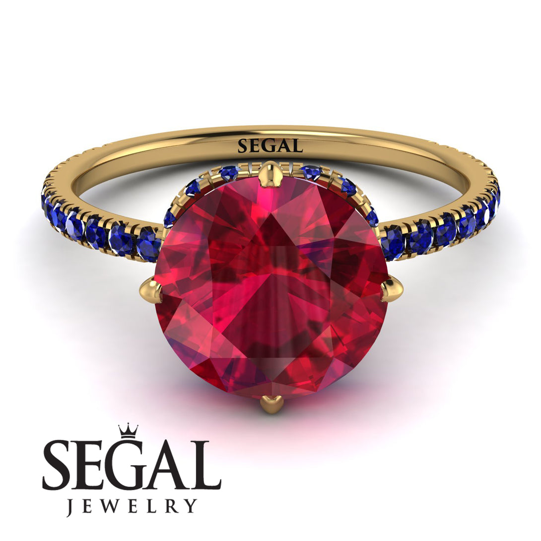 Double Hidden Halo Ruby Engagement Ring - Angelina No. 70
