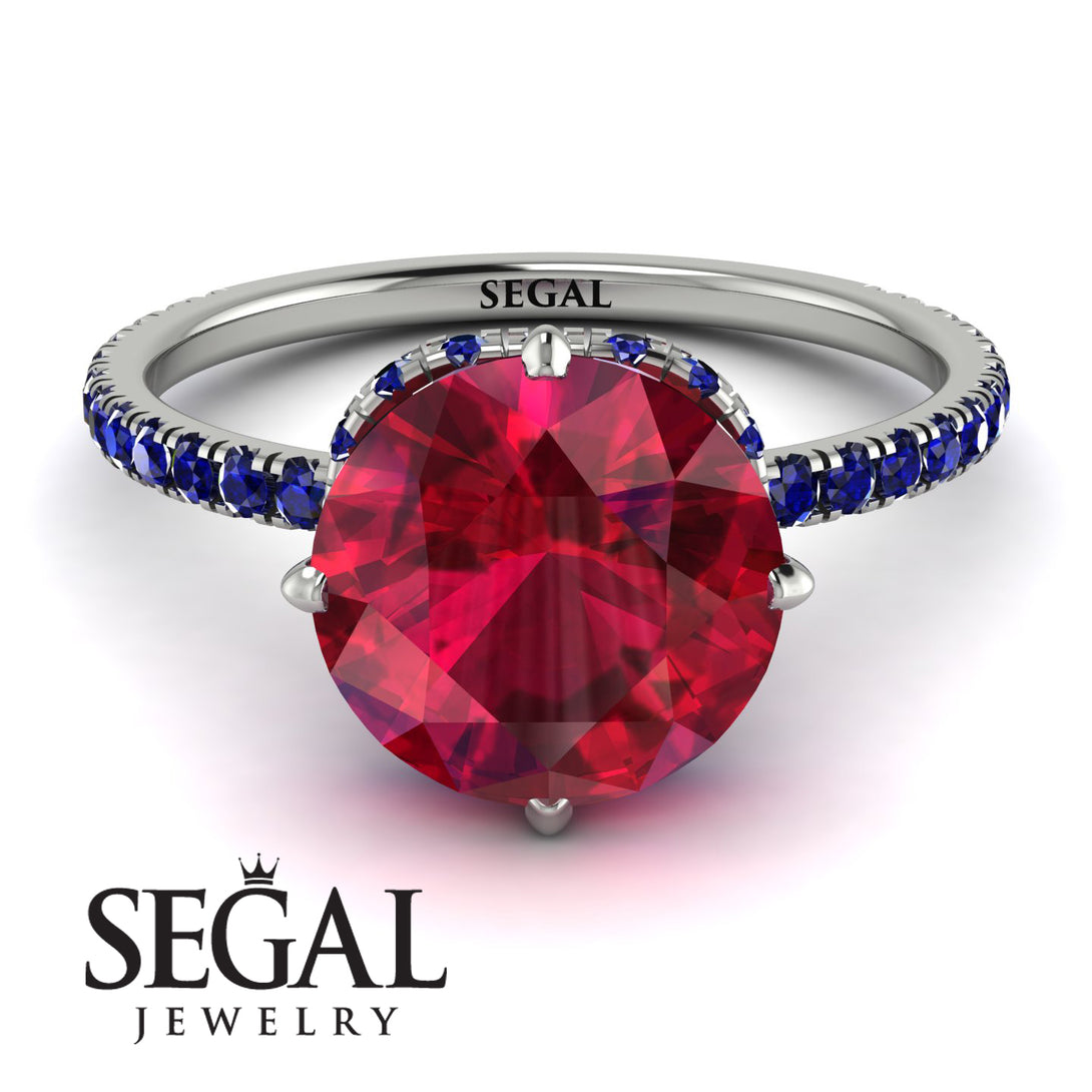 Double Hidden Halo Ruby Engagement Ring - Angelina No. 72